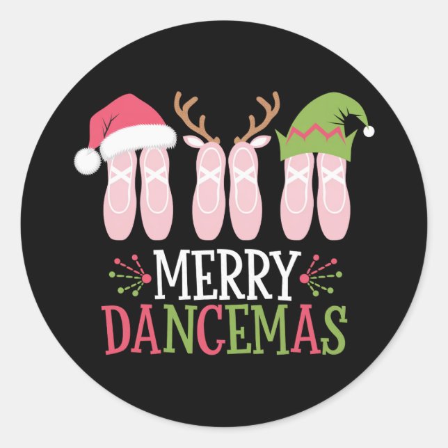 Merry Dancemas Weihnachtsballett Schuhe tanzen Runder Aufkleber (Vorderseite)