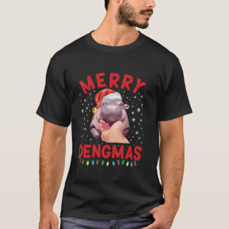 Merry Dengmas Moo Deng Christmas Hippo T-Shirt