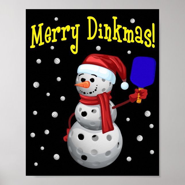 Merry Dinkmas - Pickleball Snowman Poster (Vorne)