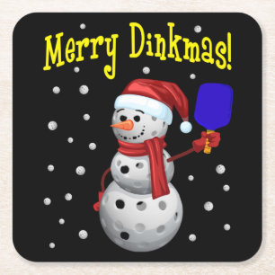 Merry Dinkmas - Pickleball Snowman Rechteckiger Pappuntersetzer