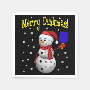 Merry Dinkmas - Pickleball Snowman Serviette