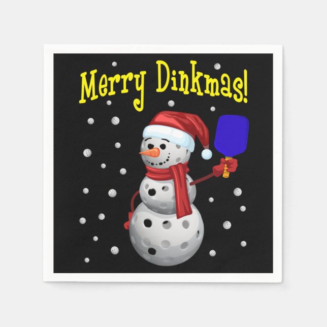 Merry Dinkmas - Pickleball Snowman Serviette (Vorderseite)
