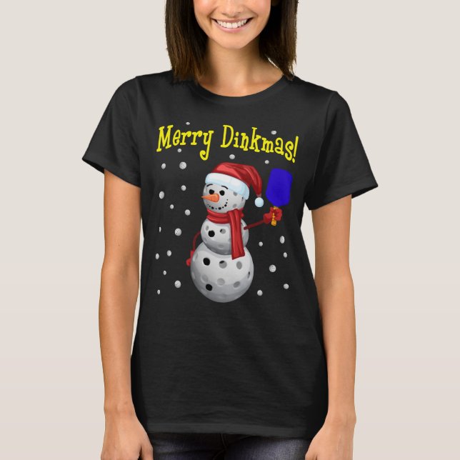 Merry Dinkmas - Pickleball Snowman T-Shirt (Vorderseite)