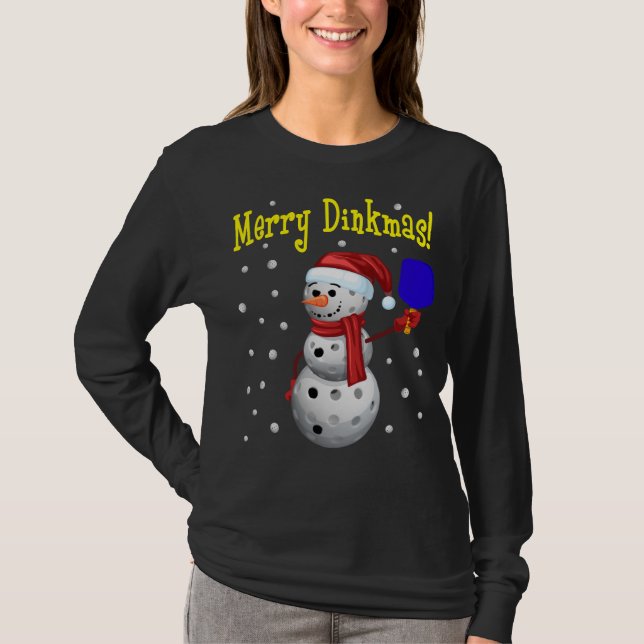 Merry Dinkmas - Pickleball Snowman T-Shirt (Vorderseite)