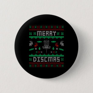 Merry Discmas Disk Golf Ugly Christmas Merry Chris Button