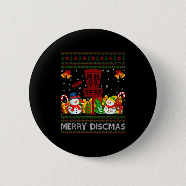 Merry Discmas Ugly Xmas Sweaters Funny Disc Golf C Button (Vorderseite)