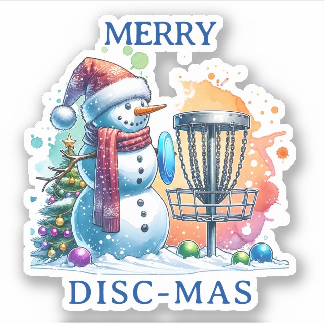 Merry Disk-mas | Disk Golf Personalisierte Weihnac Aufkleber (Vorderseite)