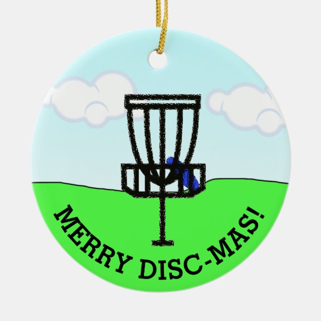 Merry Disk-Mas Funny Disk Golf Weihnachten Keramik Ornament (Vorne)
