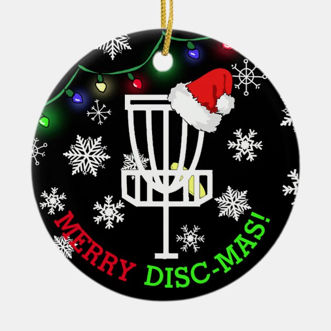 Merry Disk-Mas Funny Disk Golf Weihnachten Keramik Ornament (Vorne)