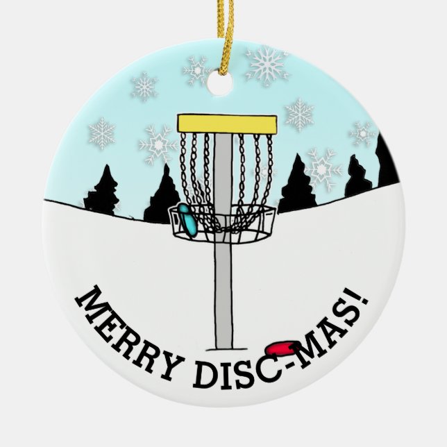 Merry Disk-Mas Funny Disk Golf Weihnachtsfeier Ker Keramik Ornament (Vorne)