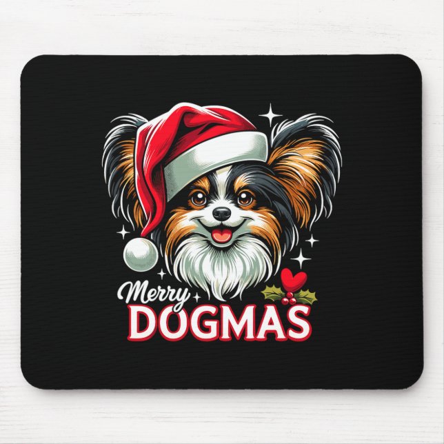 Merry Dogmas Christmas Pallon Dog Santa Hat Xmas C Mousepad (Vorne)