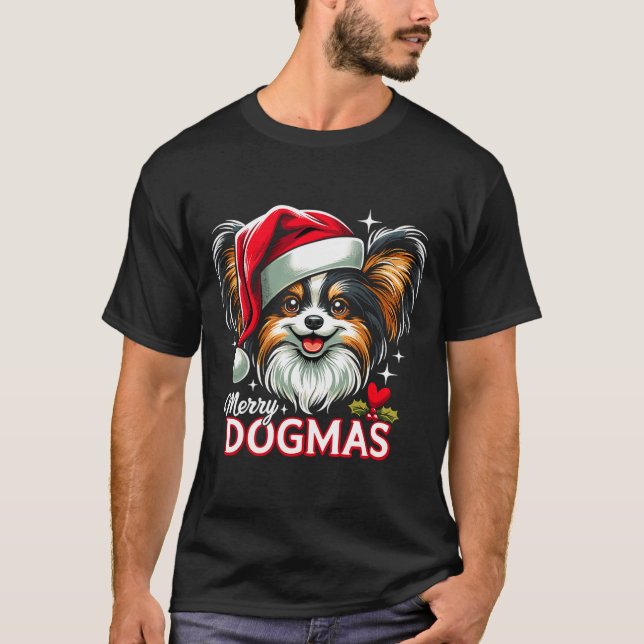Merry Dogmas Christmas Pallon Dog Santa Hat Xmas C T-Shirt (Vorderseite)