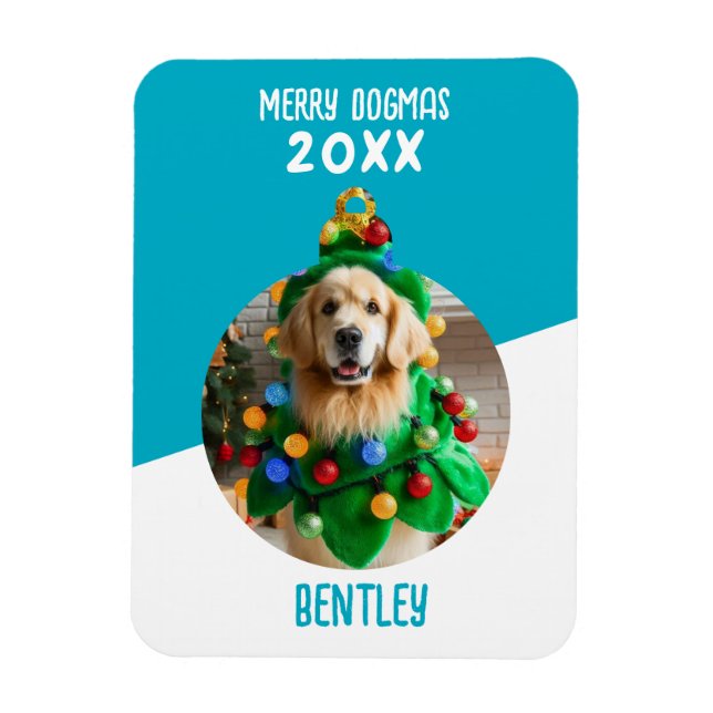 Merry Dogmas Custom Hund Foto Weihnachten Keepake Magnet (Vertikal)