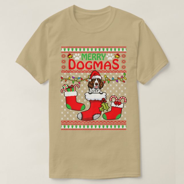 Merry Dogmas English Springer Spaniel Dog Christma T-Shirt (Design vorne)