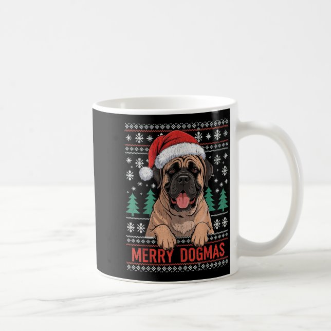 Merry Dogmas Funny Dog Santa Hat Christmas Xmas  Kaffeetasse (Rechts)