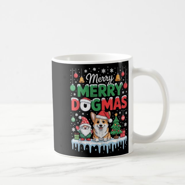 Merry Dogmas Funny Dog Santa Hat Christmas Xmas  Kaffeetasse (Rechts)