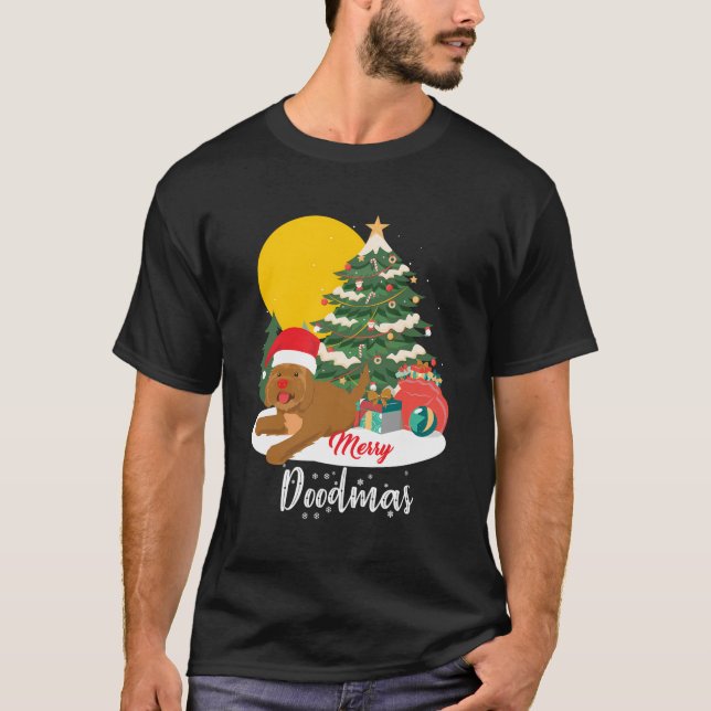 Merry Doodmas Funny Christmas Labradoodle Doodle L T-Shirt (Vorderseite)