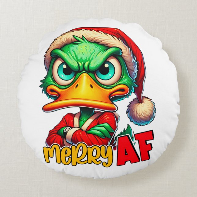 MERRY DUCKING RUNDES KISSEN (Vorderseite)