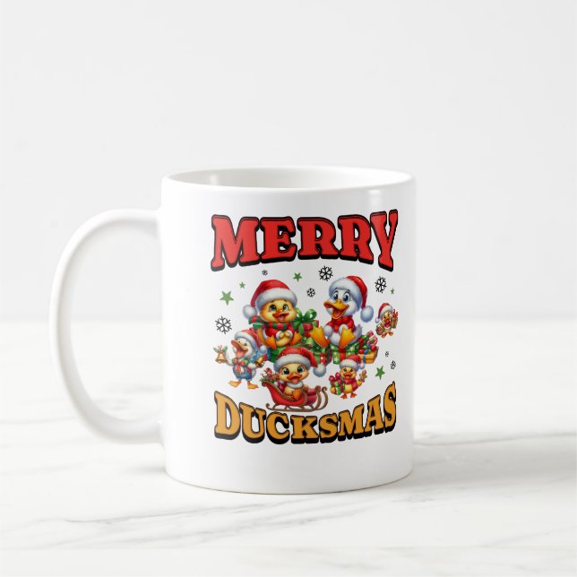 Merry Duckmas Niedliche Weihnachtsferse Lover Xmas Kaffeetasse (Links)