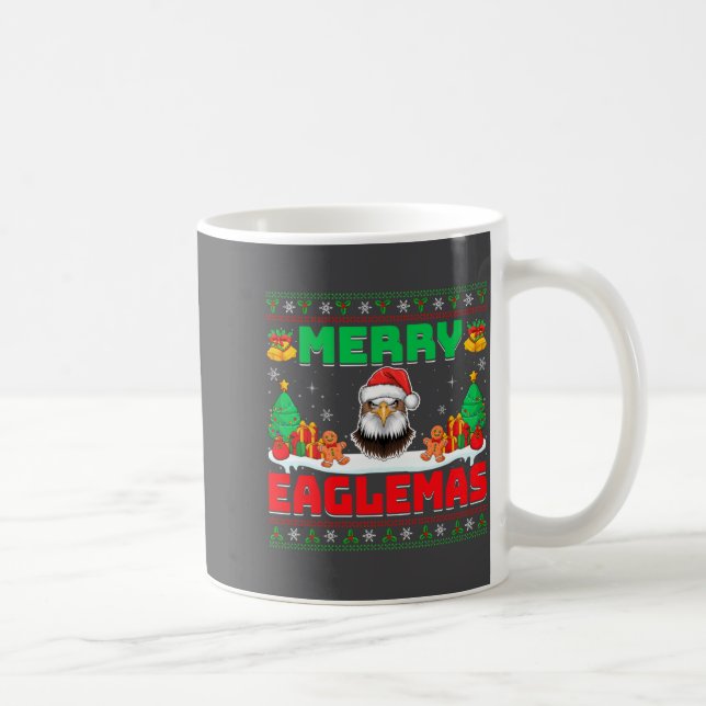 Merry Eaglemas - Eagle Wearing Santa Hat Ugly Chri Kaffeetasse (Rechts)