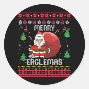 Merry Eaglemas Eagles Frohe Weihnachtsadler Lover Runder Aufkleber
