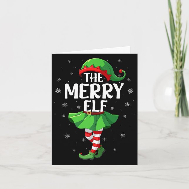 Merry Elf Christmas Girls Women Elf Squad Xmas Fam Karte (Vorderseite)