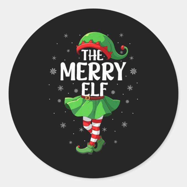Merry Elf Christmas Girls Women Elf Squad Xmas Fam Runder Aufkleber (Vorderseite)