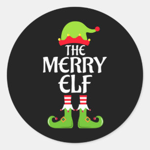 Merry Elf Matching Family Group Weihnachts-Party X Runder Aufkleber