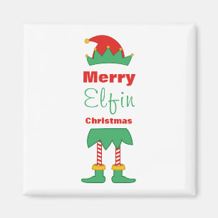 Merry Elfin Weihnachtself gestreift Socken Magnet