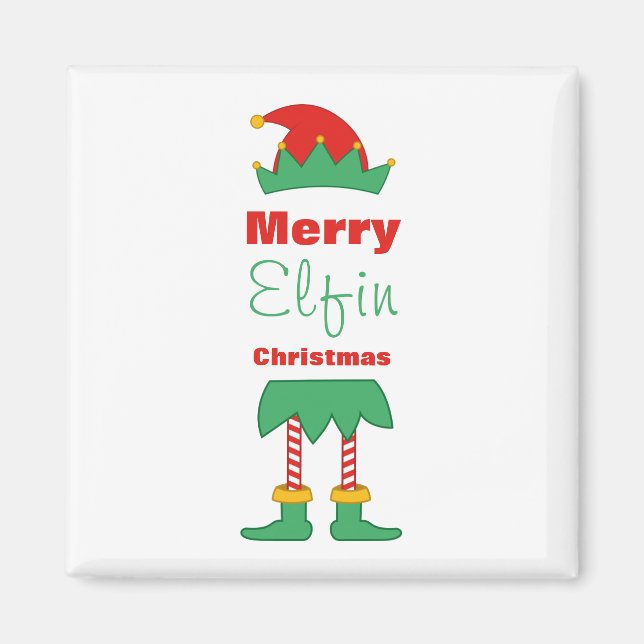 Merry Elfin Weihnachtself gestreift Socken Magnet (Vorne)