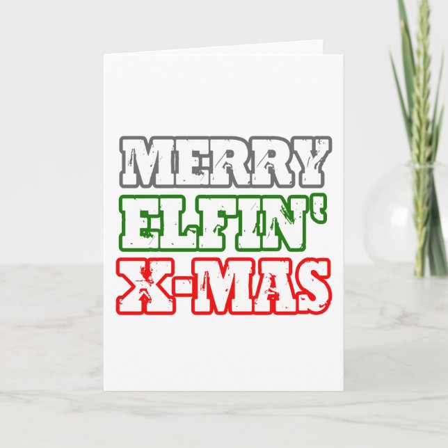 MERRY ELFIN XMAS -.png Feiertagskarte (Vorderseite)