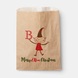 Merry Elfin's Christmas Monogram Elf Funny Holiday Geschenktütchen