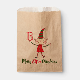 Merry Elfin's Christmas Monogram Elf Funny Holiday Geschenktütchen