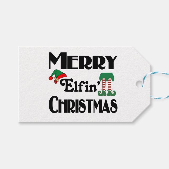 Merry Elfin's Weihnachten Geschenkanhänger (Vorderseite (Horizontal))
