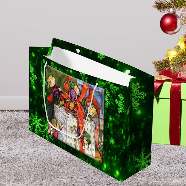 Merry Elves Wrapping präsentiert große Geschenktas Große Geschenktüte (Merry Elves Wrapping Present Large Gift Bag)