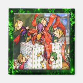 Merry Elves Wrapping Present Button Magnet