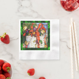 Merry Elves Wrapping Present Cocktail Paper Napkin Serviette