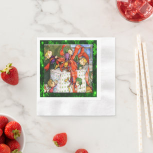 Merry Elves Wrapping Present Cocktail Paper Napkin Serviette