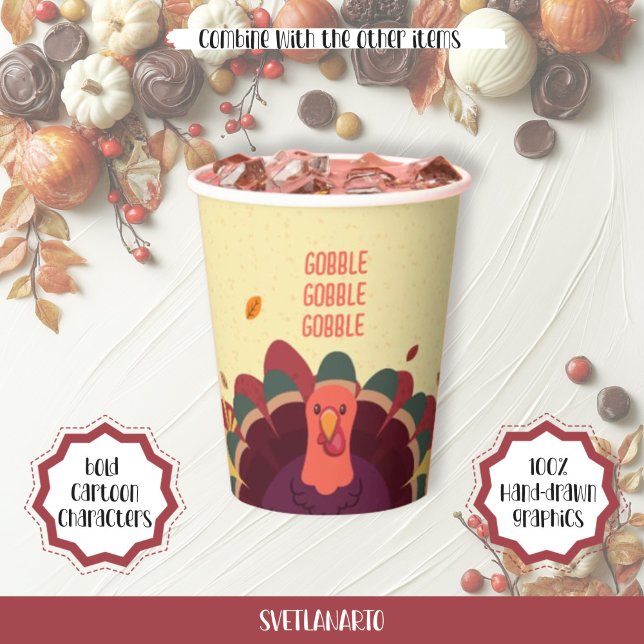Merry Erntedank Türkei Herbst Papier Cup Pappbecher (Von Creator hochgeladen)