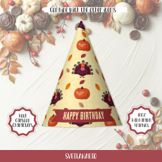 Merry Erntedank Türkei Herbst Party Hat Partyhütchen