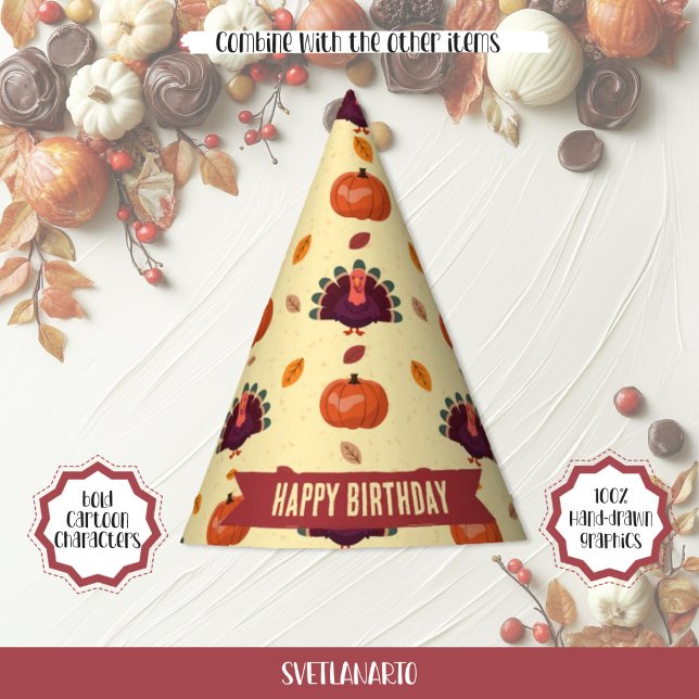 Merry Erntedank Türkei Herbst Party Hat Partyhütchen (Von Creator hochgeladen)