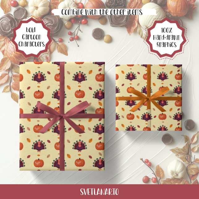 Merry Erntedank Türkei Herbstwrapping Paper Geschenkpapier (Von Creator hochgeladen)