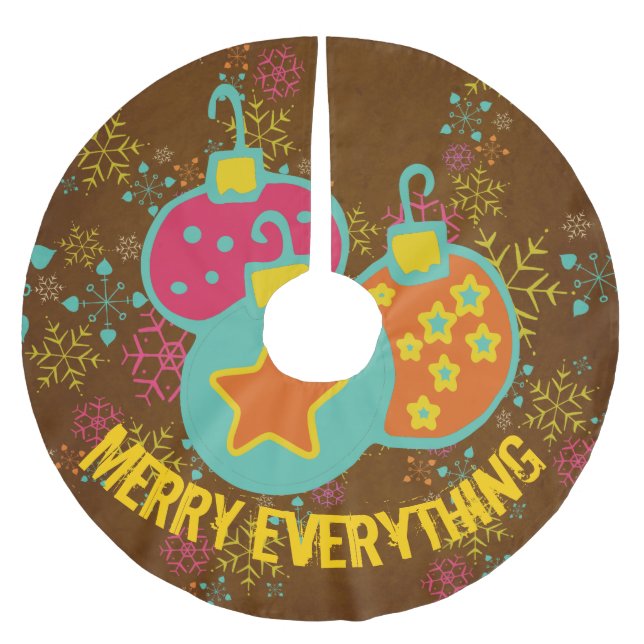 Merry Everthing Holiday Tree Skirt Polyester Weihnachtsbaumdecke (Vorderseite)