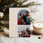 Merry Everything 2 Foto Family<br><div class="desc">Merry Alles,  Bogen und quadratischen Rahmen 2 Foto Folie Urlaubskarte. Funktionen,  solide rote Farbunterlage.</div>