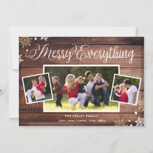 Merry Everything-3 Foto Dark Wood Holiday Card Feiertagskarte