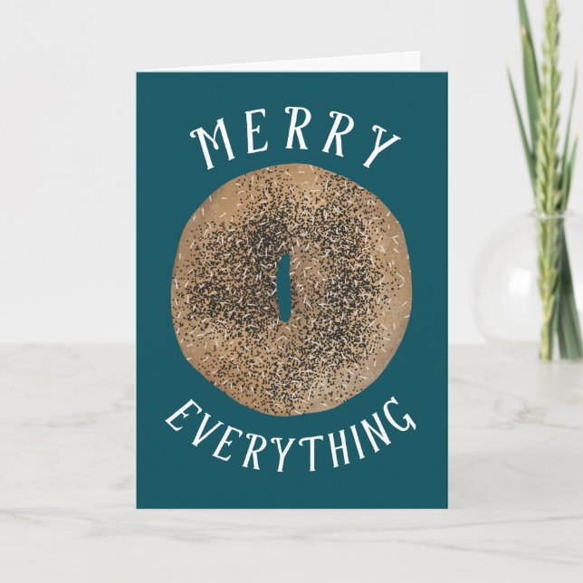 Merry Everything Bagel & Happy New Schmear Karte (Vorderseite)