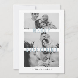 Merry Everything Blue Foil Holiday Card Ankündigung