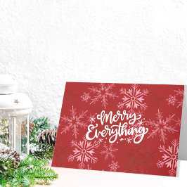 Merry Everything Calligraphy Red Snowflake Feiertagskarte