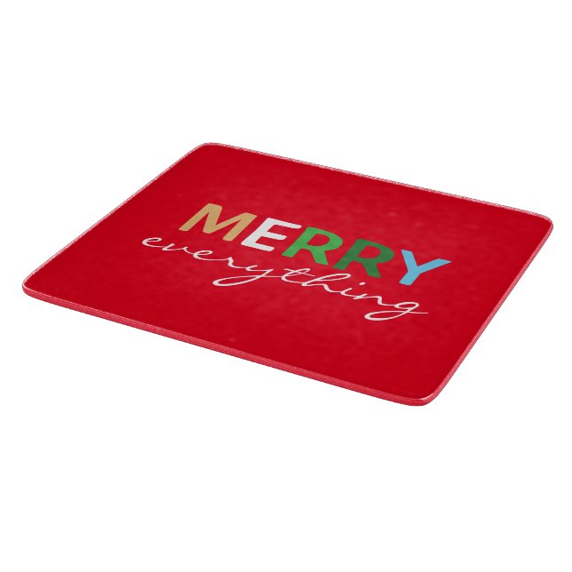 "Merry Everything" Christmas Glass Cutting Board Schneidebrett (Ecke)