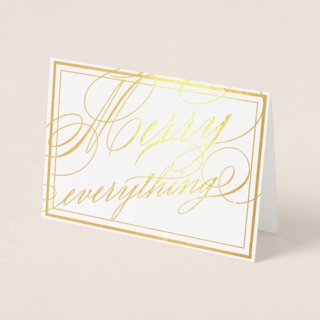 Merry Everything Elegant Calligraphy Script Folienkarte (Vorderseite)